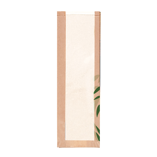 [231.05] Bread Bags with window "Classic" Feel Green 14+4x48cm Natural Kraft (250st/pak)