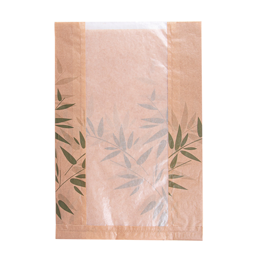 [231.08] Bread Bags with eco window "Feel Green" 26+10x38cm Natural Kraft (125st/pak)