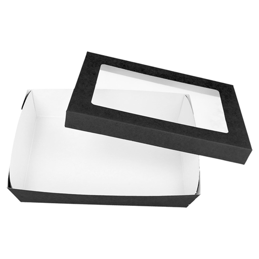 [250.98] Small boxes + lids with window 1300ml 21x14x5cm black (50st/pak)