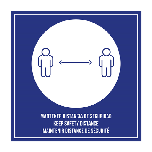 [251.27] Self-adhesive sign "Keep Safety Distance" 12x12cm Blue/White (per stuk)