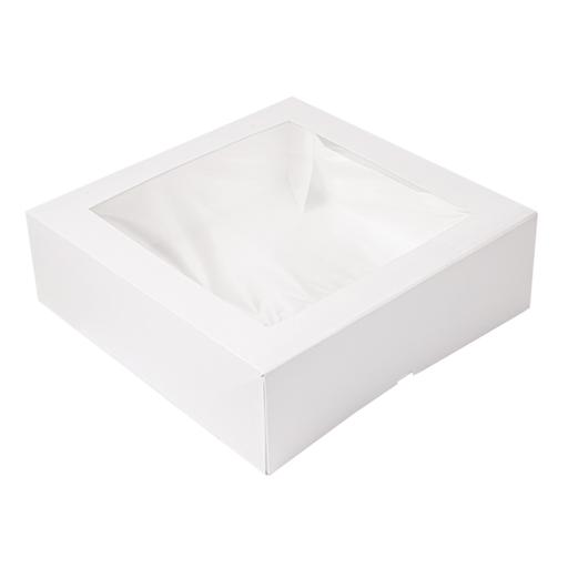 [253.30] "The Pack" Cake Box with Window 32x32x10cm White Nano-Micro Corrugated Cardboard (50st/pak)