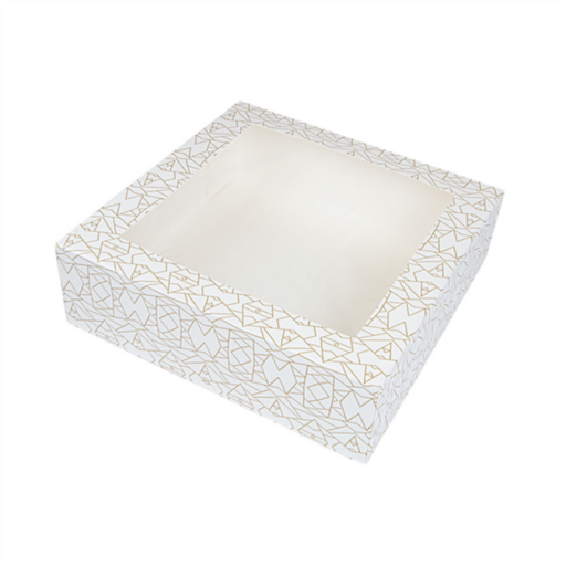 [253.30] "The Pack" Cake Box with Window 32x32x10cm White Nano-Micro Corrugated Cardboard (50st/pak)