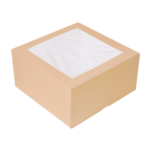 [253.46] "The Pack" Cake Box with Window 24x24x12cm Natural Kraft Nano-Micro Corrugated Cardboard (50st/pak)