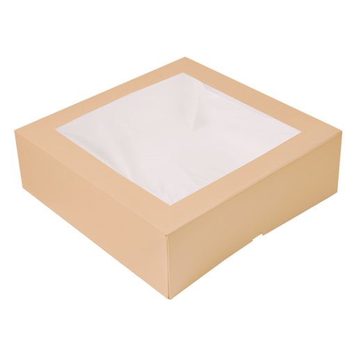 [253.48] "The Pack" Cake Box with Window 32x32x10cm Natural Kraft Nano-Micro Corrugated Cardboard (50st/pak)