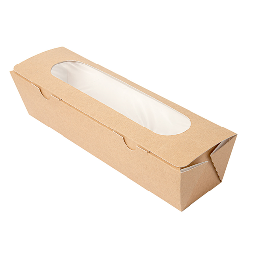 [253.58] "The Pack" Sandwich/Baguette Boxes w/Window 27,5x8x6,2cm Natural Kraft Nano-Micro Corrugated Cardboard (50st/pak)