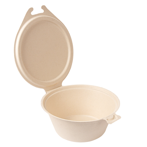 [254.19] Bionic Bowls with Lid 1300ml 20x13,5x8cm Natural Bagasse (50st/pak)