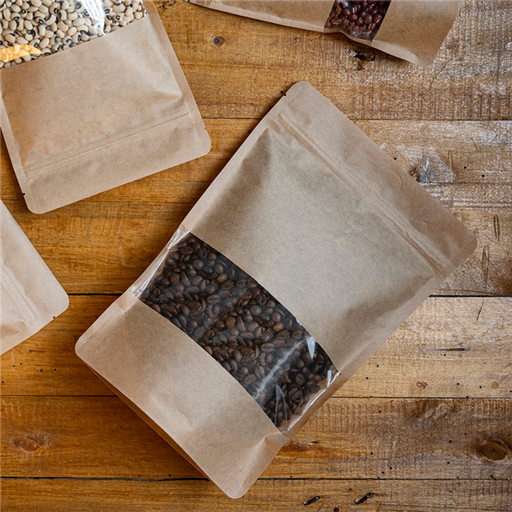 [258.05] Self-Sealing Bags with window 20+5x30cm Natural Kraft (50st/pak)