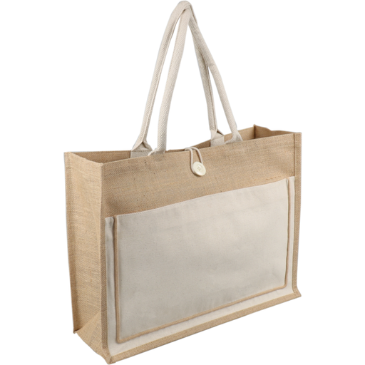 [270706] Draagtas Jute 47x15x36cm naturel/wit (per stuk)