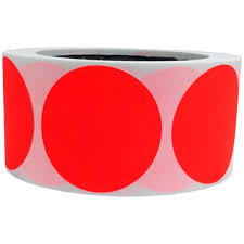 [2RED] Zelfklevende papieren etiketten (500st/rol) Flour Rood (RED) Rond 2" / 50 mm