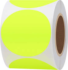 [2YELLOW] Zelfklevende papieren etiketten (500st/rol) Flour Geel (Yellow) Rond 2" / 50 mm