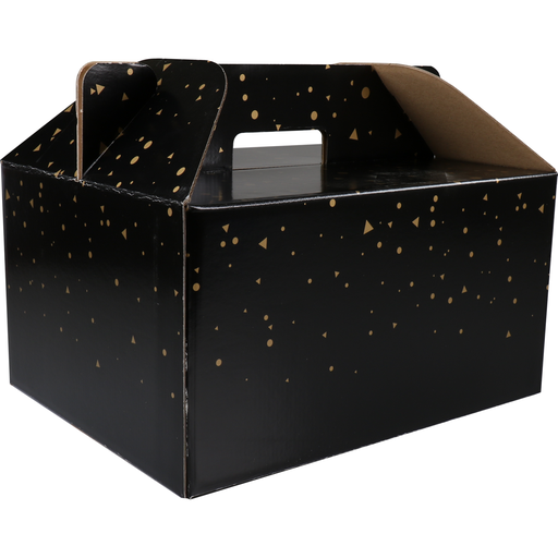 [384096] Maaltijd bezorgbox "Sparkling Stars" 330x260x170mm Zwart/Goud (per stuk)