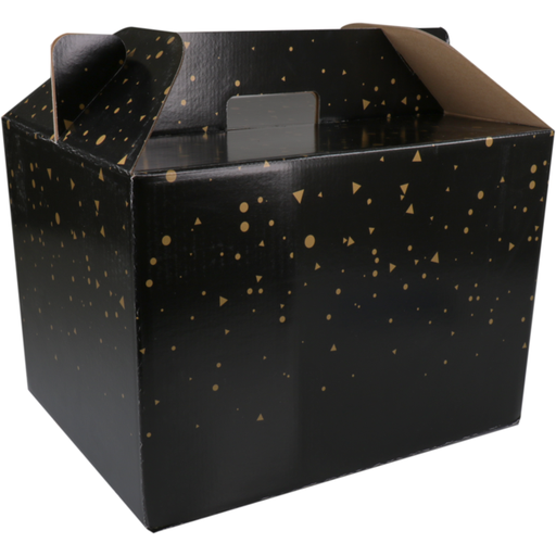 [384097] Maaltijd bezorgbox "Sparkling Stars" 370x275x250mm Zwart/Goud (per stuk)