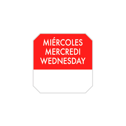 [393.67] Zelfklevende labels "Wednesday" 2,5x2,5cm Red (1000 stuks)