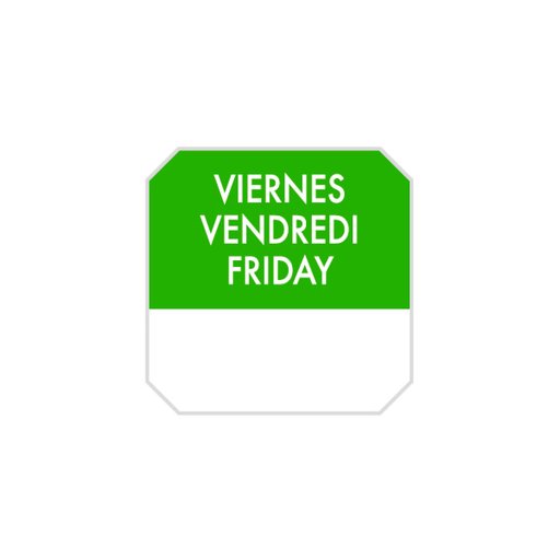 [393.69] Zelfklevende labels "Friday" 2,5x2,5cm Green (1000 stuks)