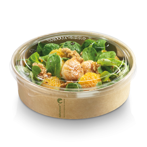 [3222201] Kraft/PLA Salade Bowl 1200ml (40st/pak) / Deksel:431520