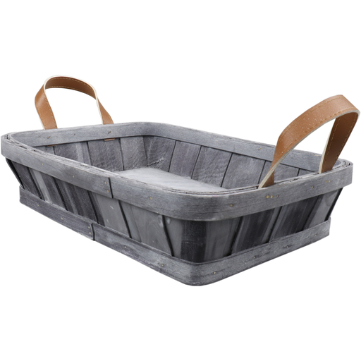 [436398] Mand Hout grijs/blauw 36x26,5x8cm (per stuk)