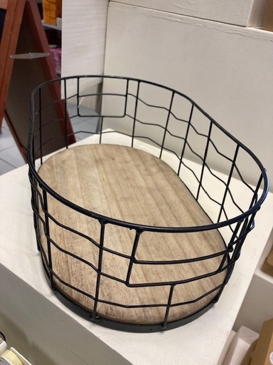 [436404] Draadmand metaal 39x24x15cm zwart ovaal (per stuk)