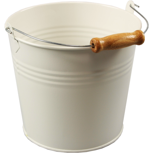 [439697] Emmer zink met houten klosje Wit (per stuk)