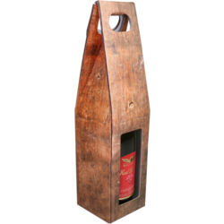 [475126] Wijnflesdoos 1-fles "Barrel Wood" (per stuk)