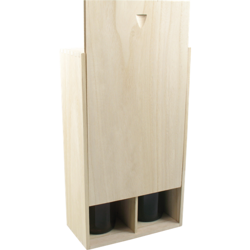 [479236] Wijnkist Paulonia hoog kwaliteit met dicht schuifdeksel Hout 2-fles