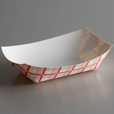 [8151] Paper Food Tray 1 Lb Red Check (4x250st/doos)  item#18701