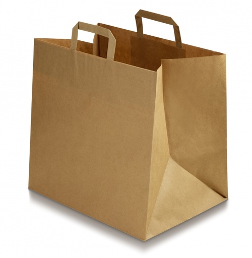 [1206471] Draagtas / Snacktas Papier Eco-Bruin Kraft 32x18x26cm (300st/doos)