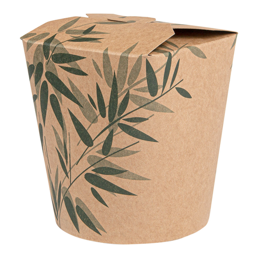 [131.51] Smart Serve /  Noodle Box 480ml (16oz.) "Feel Green" Kraft 8x9(h)cm 50st/pk