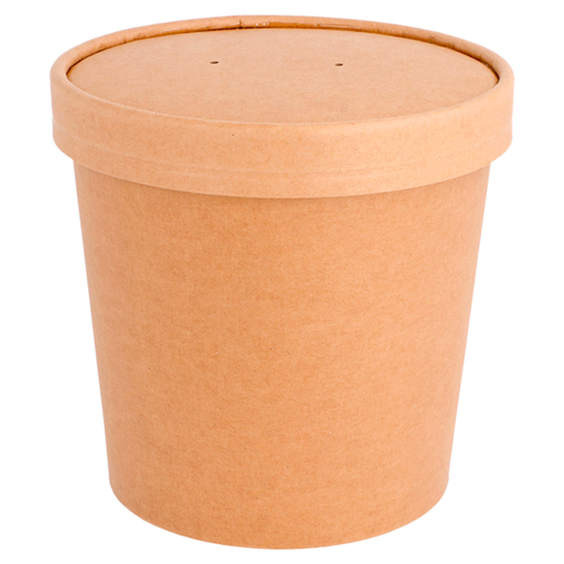 [212.611] SOUP Container + LID Natural Kraft 720ml (26 oz.) 25pcs/pk  dia=116mm/93mmx110mm