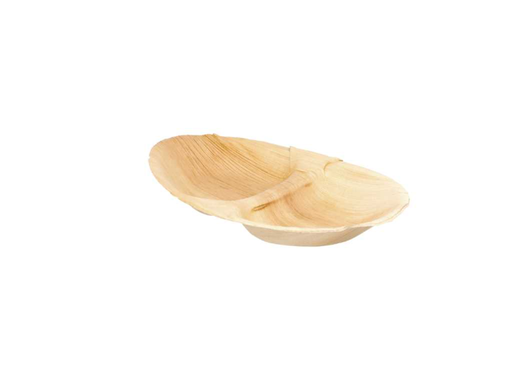 [223.91] Oval dishes 2-compartment Palmleaf 27x15x2,5cm (25st/pak)