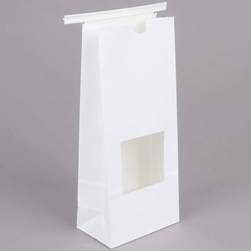 [3002501] Tin tie 1 lb with Window White 4.75x9.5x2.5 100st/pk