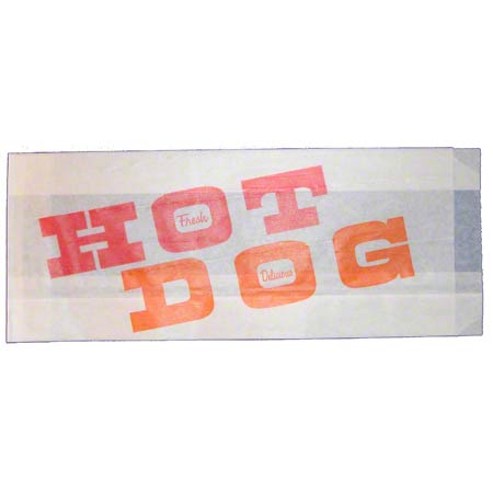[300441] Dry Wax Bag White Hot Dog / Grease Resistant "Printed" 1000 st/ds 3.5x1.5x8.5