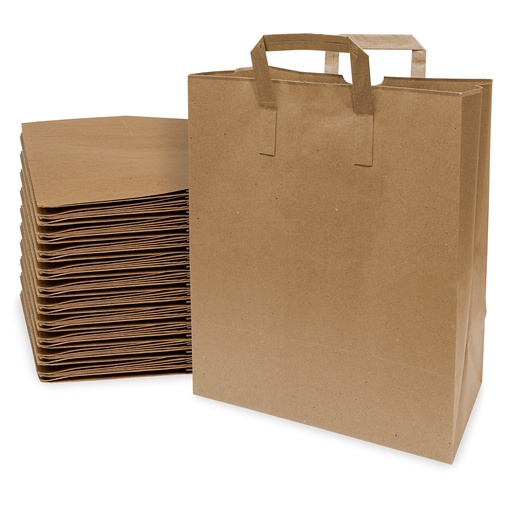 [12717K] Grocery Bag Heavy Duty 70lb Kraft with Flat Handle  / 12x7x17" (305x178x432mm)/ 300st/doos