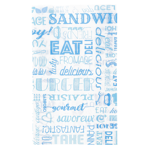 [229.30] Hamburger bags Parole 14+7x22cm Blue Greaseproof (500st/pak)