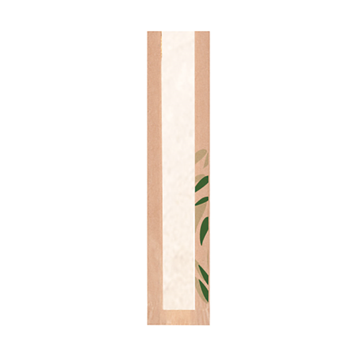 [231.00] Bread Bags with Window "Classic" Feel Green 32GSM 9+4x35cm Natural Kraft (250st/pak)