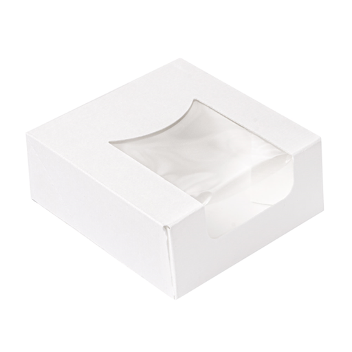 [253.40] "The Pack" Sushi Box met venster 10x10x4cm White Nano-Micro Corrugated Cardboard (50st/pak)