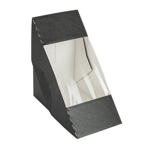 [256.36] "The Pack" Sandwich Wedge  Boxes with Window 12,4x12,4x7,5cm Black (50st/pack)