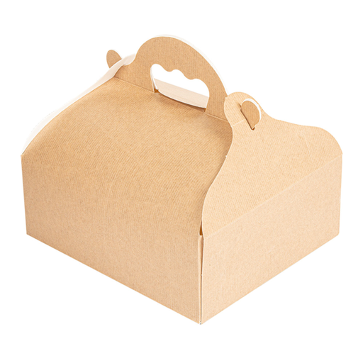 [256.73] Small Bakery Boxes with Handles The Pack 16x18x7cm Natural Kraft (50st/pak)