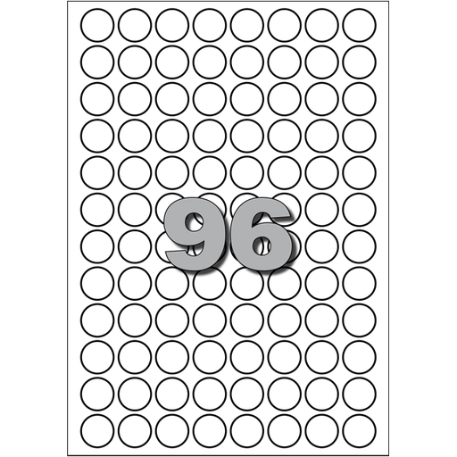 [542325] Zelfklevende papieren etiketten / map Wit Rond dia= 15mm (960 stuks)