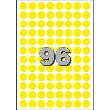 [542327] Zelfklevende papieren etiketten / map Geel Rond dia=15mm (960 stuks)