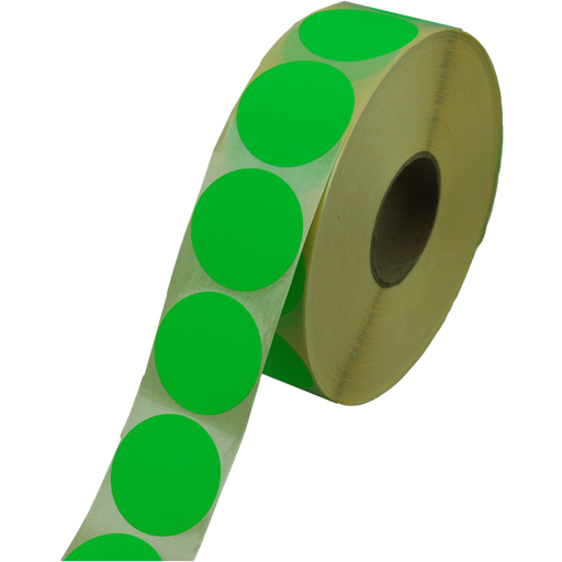[546382] Etiket groen fluor rond 35mm..rol 2000 stuks