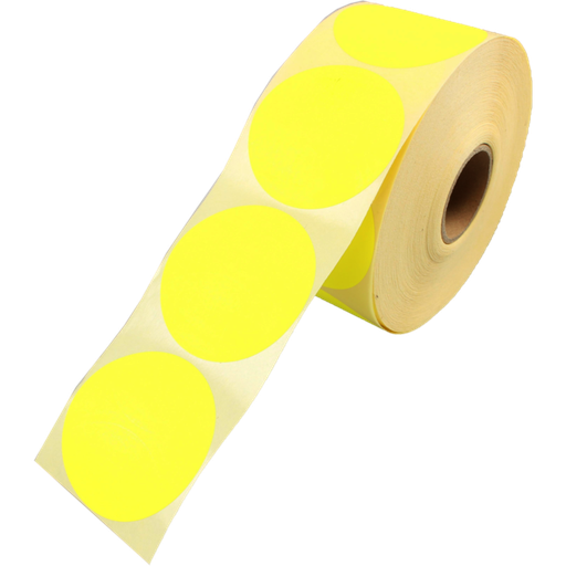 [546623] Etiket Geel Fluor Rond 62mm (1500st/rol)