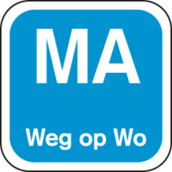 [549915] MA weg op WOE 19x19mm Blauw wash-off (1000st/rol)