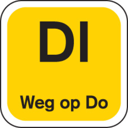 [549916] DIN weg op 19x19mm Geel wash-off (1000st/rol)