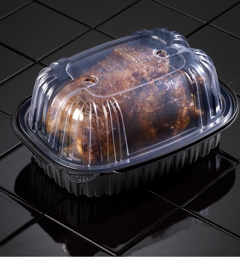 [4110600] Roaster Chicken Anchor w/dome - vent. lid Antifog Clear/Black  170 pcs/cs