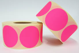 [611K] Zelfklevende papieren etiketten 500 st Flour Roze Rond 25 mm