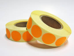 [611O] Zelfklevende papieren etiketten 500 st oranje / Circle Orange Rond 25 mm