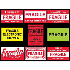 [620] Stickers Fragile / Glass handle with care / This side Up , Live Animals  Div. kleuren