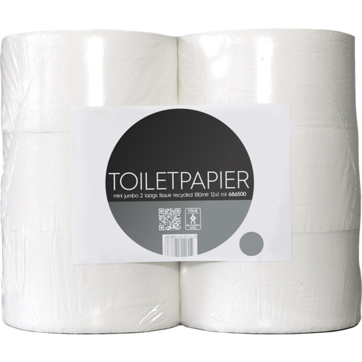 [686500] Qleaniq toiletpapier mini jumbo 2-laags (12rollen/pak) tbv dispenser #509277