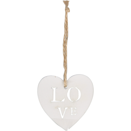 [711206] Houten hanger incl koord 5x5cm "LOVE" wit (24st/pak)
