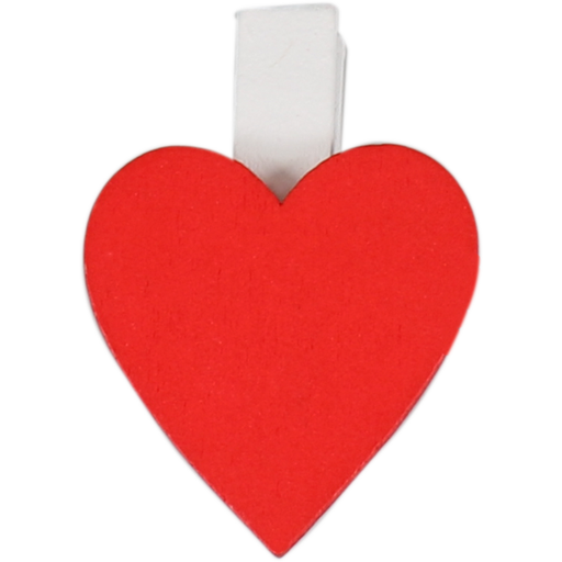 [711209] Houten knijper met rood hart 3x3cm (36st/pak)